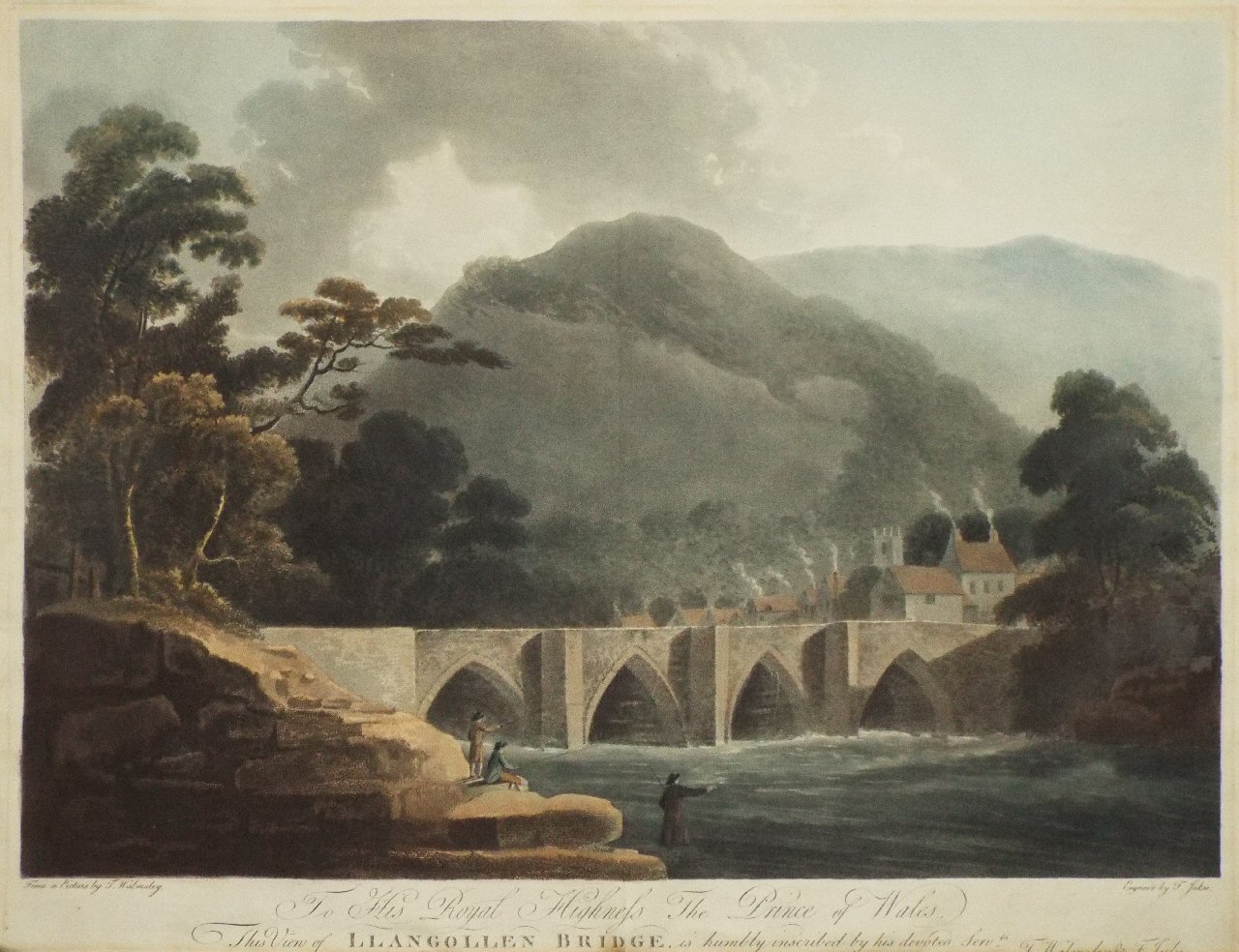 Aquatint - Llangollen Bridge - Jukes